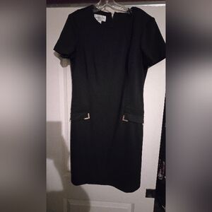 Black shift zipper back dress